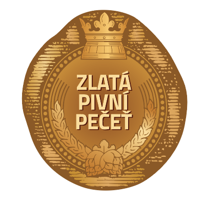 Zlatá pivní pečeť pivovaru ČERNÝ OREL